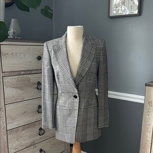 Vintage Henri Bendel plaid black fitted blazer size 6 ( 4 ) classy fashion